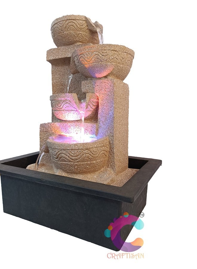 Craftisan Decorative Table Top Water Fountain for Home Décor/Office/Indoor & Outdoor/Garden/Puja Room/Vaastu Yellow Stone - Image 2